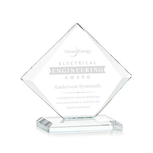 Jade Glass Diamond Award With Bevels Tapered Top and Bottom