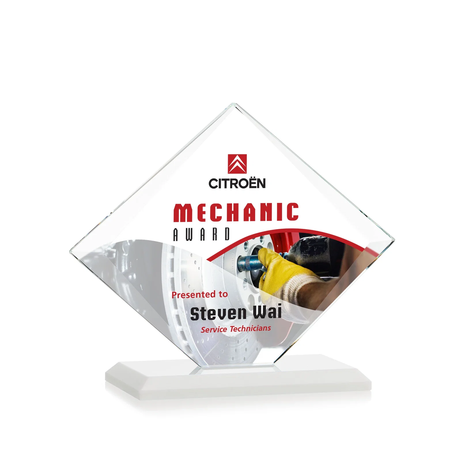 Custom Jade Glass Diamond Award With Bevels Tapered Top and Bottom, with your logo for team milestone celebrations