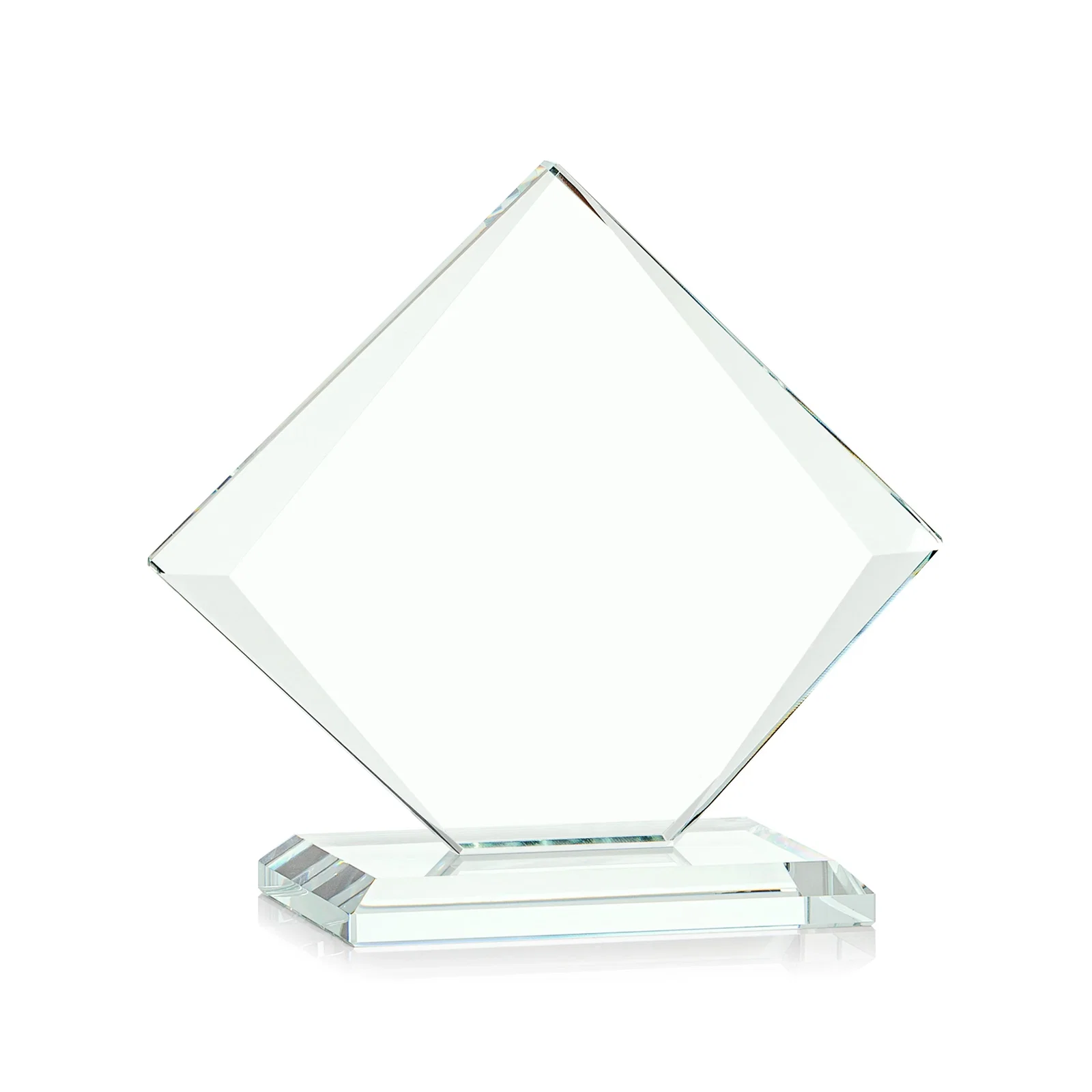 Custom Jade Glass Diamond Award With Bevels Tapered Top and Bottom, with your logo for safety achievement programs