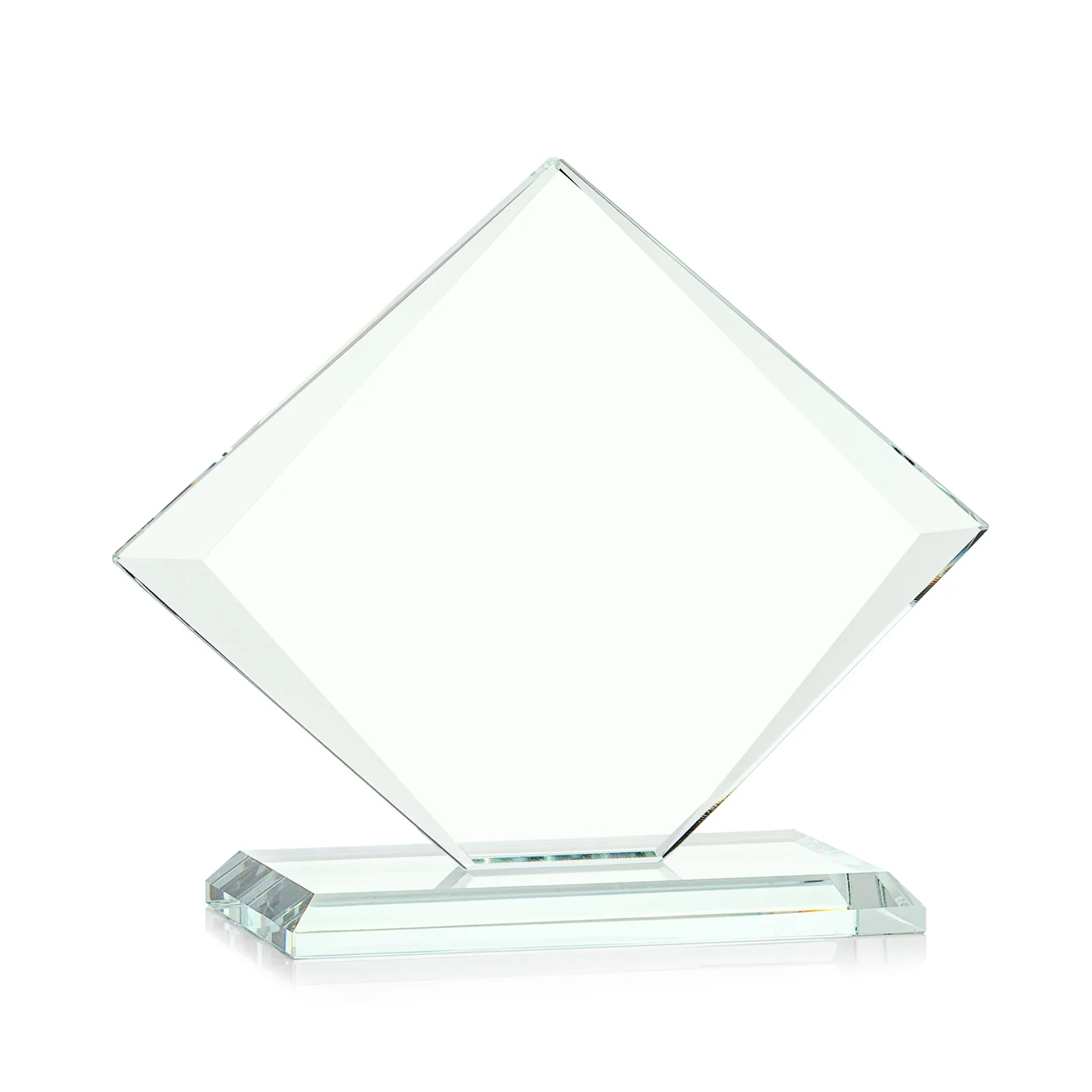 Custom Jade Glass Diamond Award With Bevels Tapered Top and Bottom, with your logo for volunteer appreciation