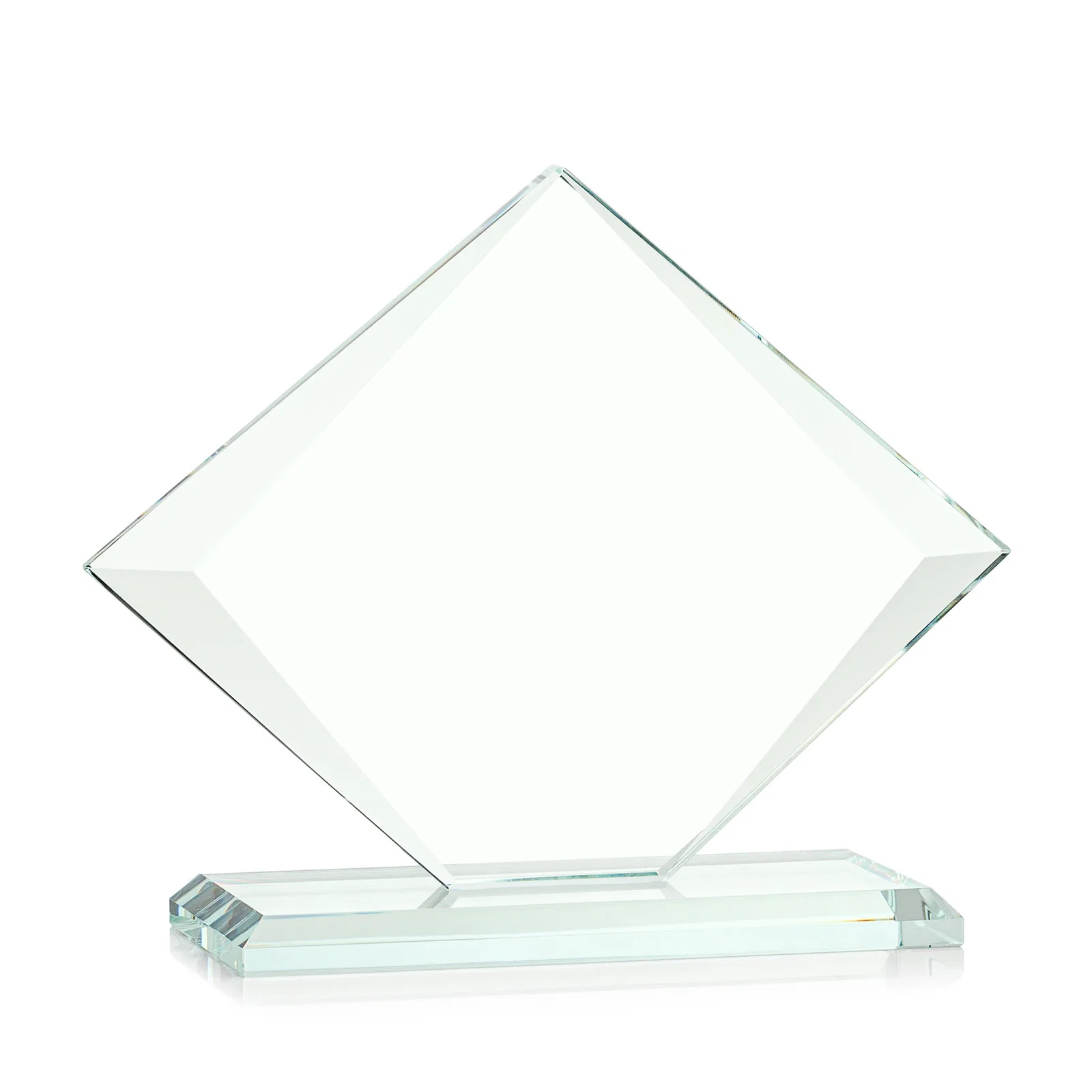 Custom Jade Glass Diamond Award With Bevels Tapered Top and Bottom, with your logo for dealer and partner awards