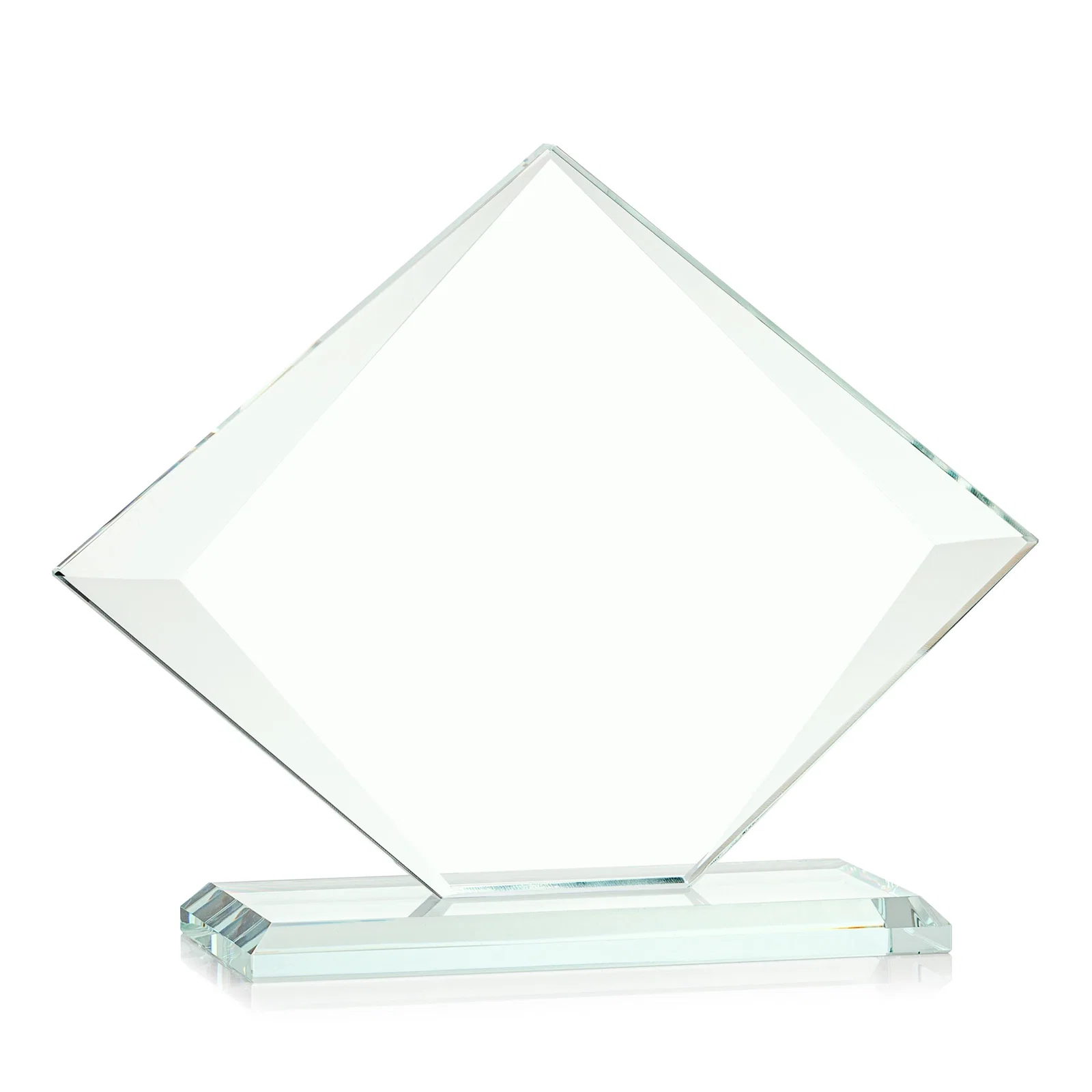 Custom Jade Glass Diamond Award With Bevels Tapered Top and Bottom, with your logo for company anniversary events