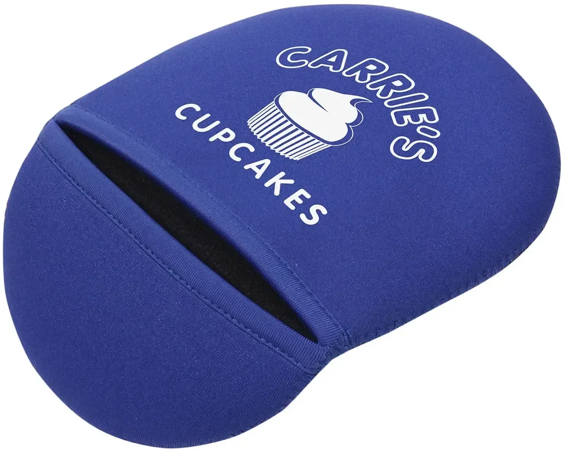 Close-up of imprint area on promotional neoprene pot holder