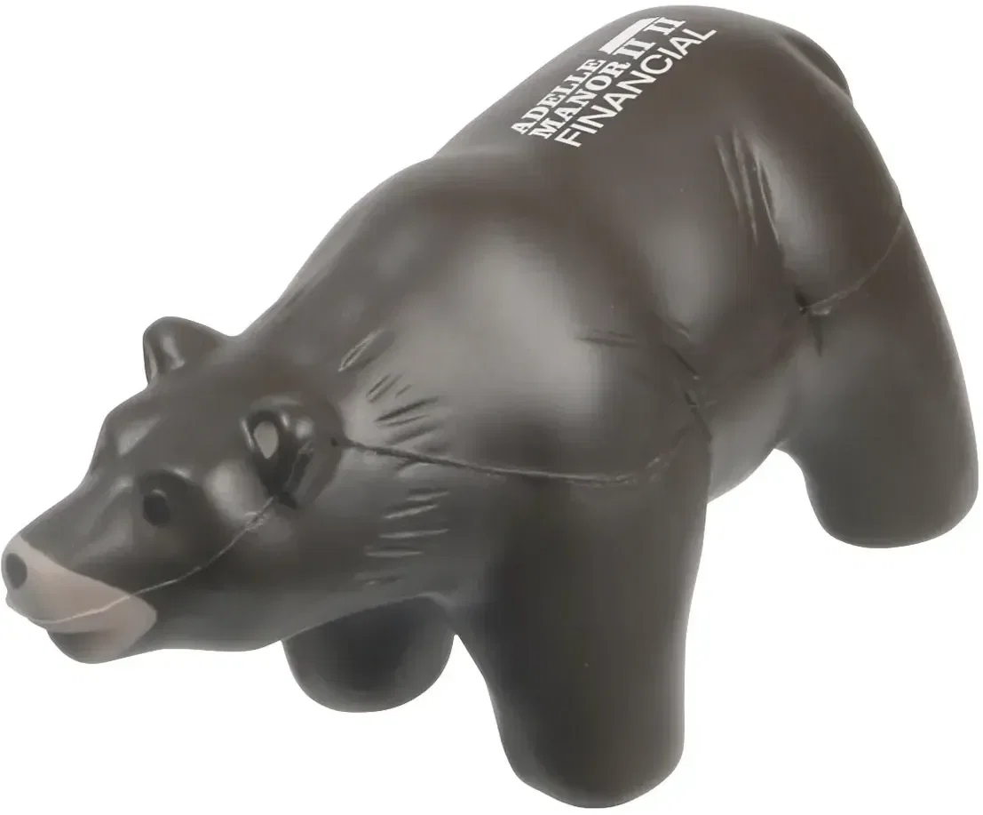 Grizzly Bear Stress Reliever, custom walking-grizzly foam squeeze toy for branded mascot logo giveaways