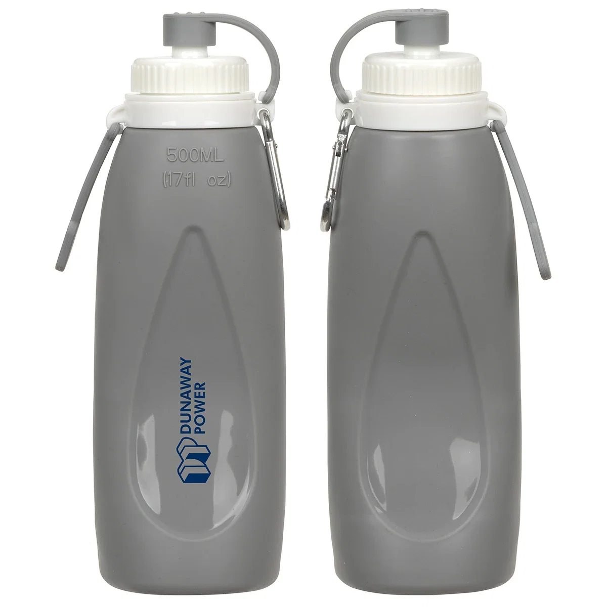 Custom Groove 17 oz Collapsible Silicone Bottle, front view of the branded bottle
