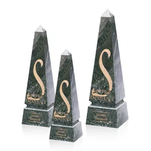 Green Marble Obelisk Award With a Grooved Base Band
