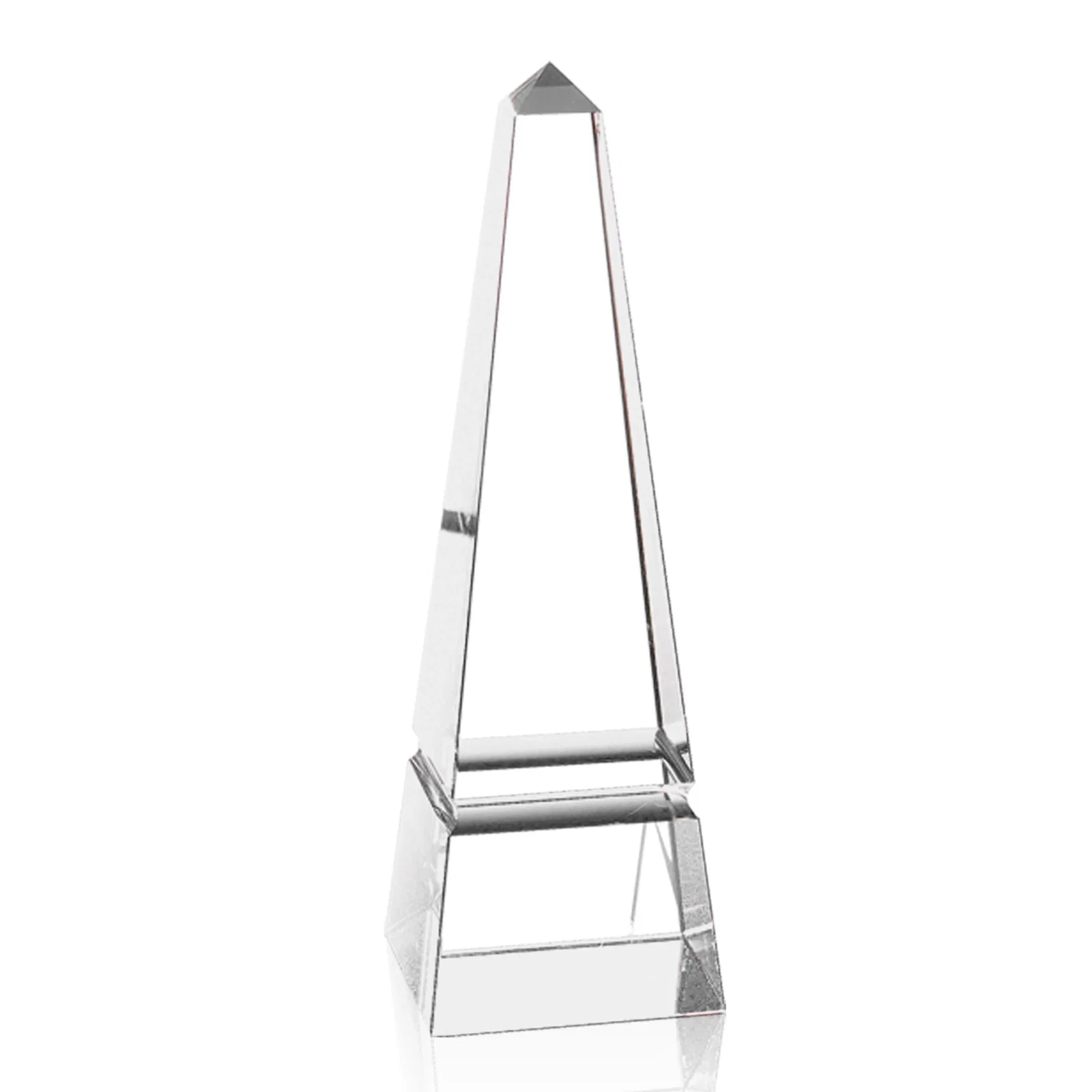 Personalized Optical Crystal Obelisk Award with a Single Groove on Every Side for corporate award ceremonies