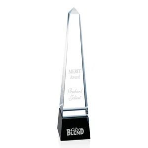 Optical Crystal Obelisk Award with a Single Groove on Every Side