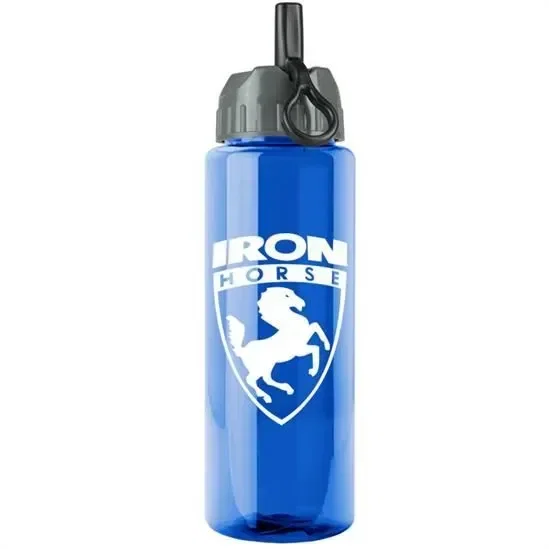 Guzzler Bottle with Ring-Straw Lid (32 oz.)