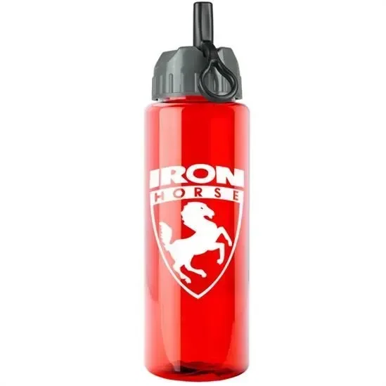  Guzzler Bottle with Ring-Straw Lid (32 oz.) — view 2