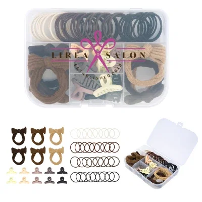 Hair accessory kit gathered into a small travel sized set