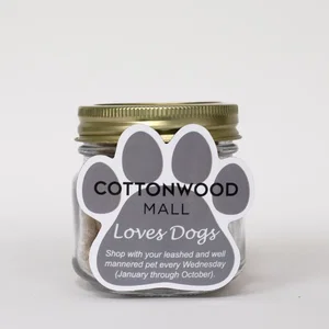 Paw Magnet Half Pint Jar, 2.75" x 3" Magnet with 5 oz Cat Treats, Full-Color Imprint