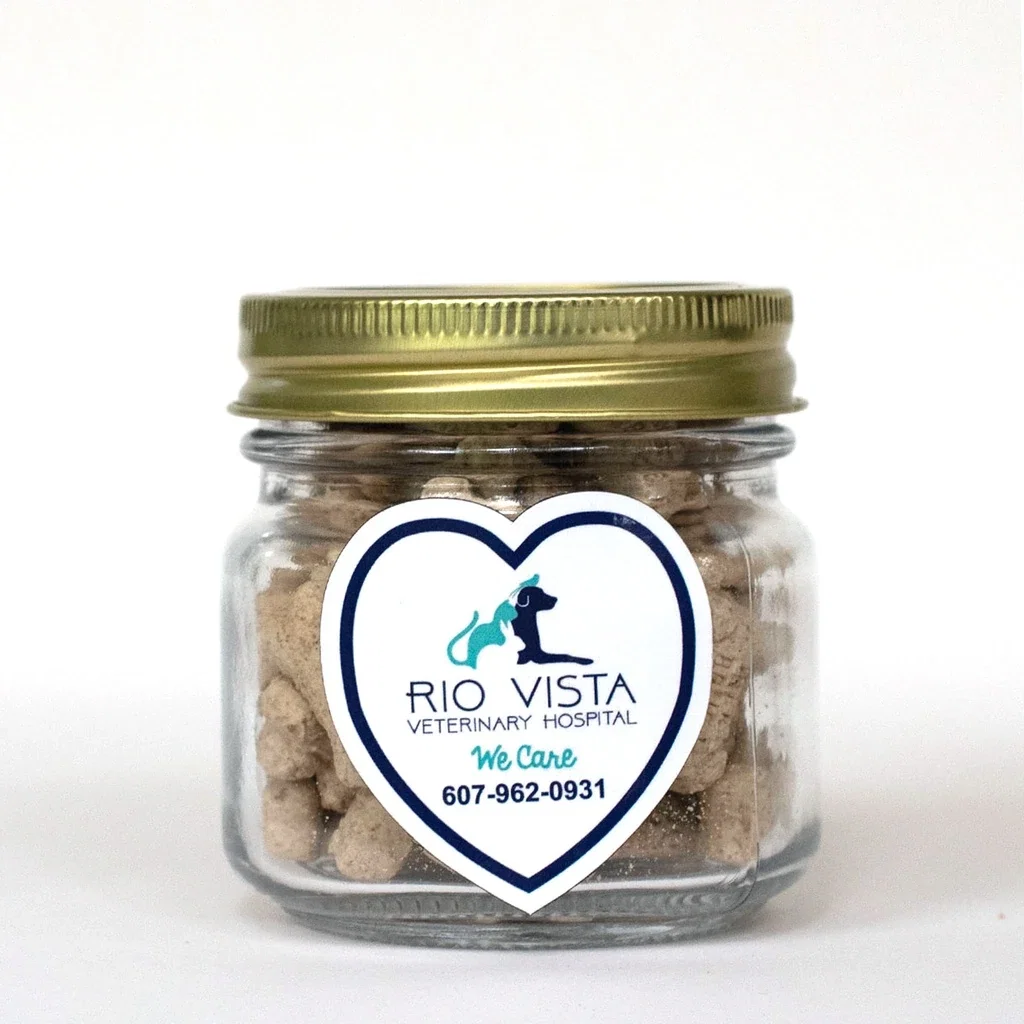 Half Pint Jar with Small Heart Magnet Pet Fill — Candy Fill: Mini Dog Bones — view 2