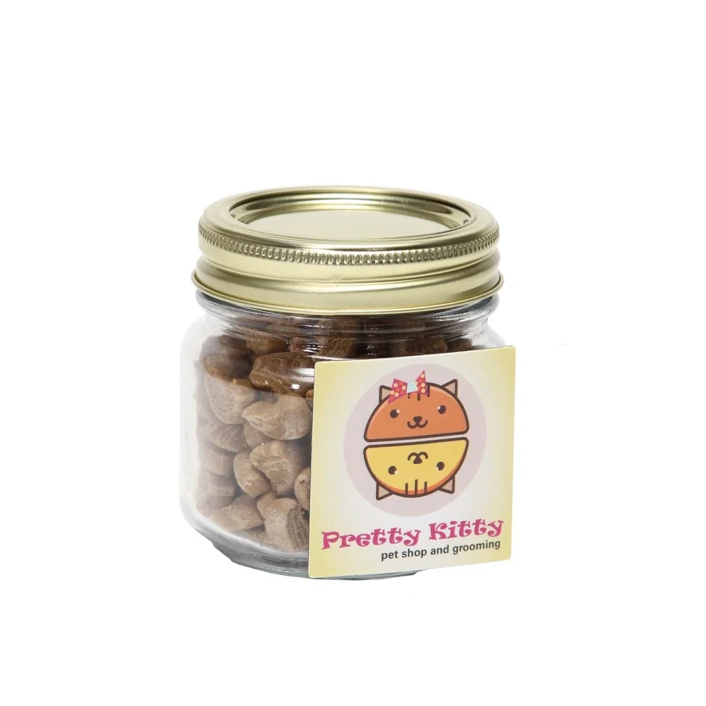 Half Pint Jar with Square Magnet Pet Fill — Candy Fill: Cat Treats