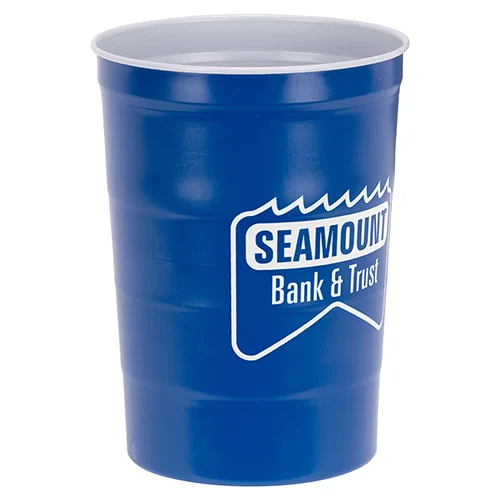 Halftime 16 oz custom branded USA-made steel chill cup with a brushed steel look