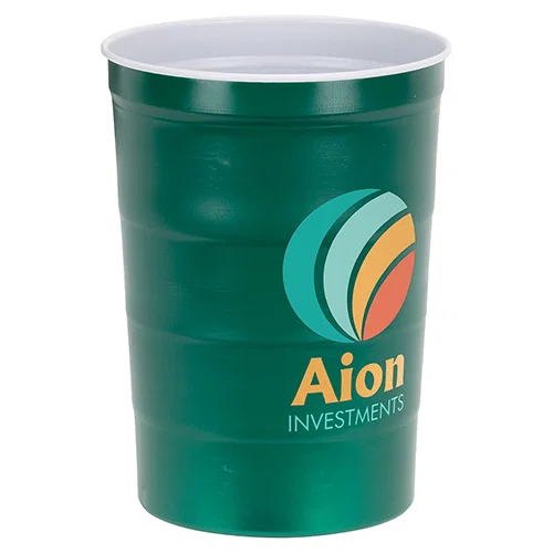 Halftime promotional logo steel chill cup side view of the recyclable body