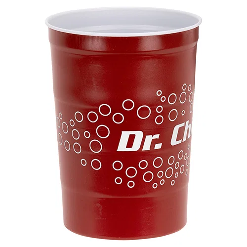 Halftime custom USA-made chill cup held for cold drinks at a game