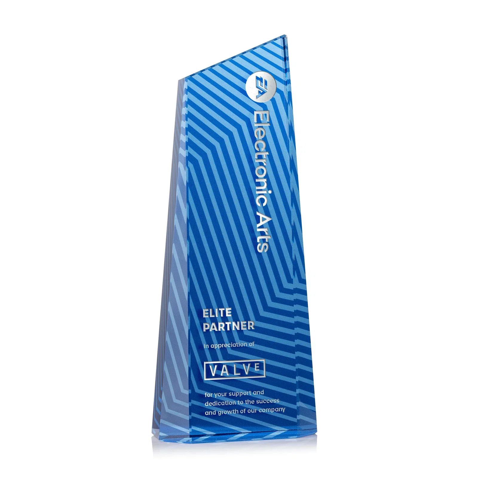 Personalized Optical Crystal Tower Award, Geometric Lines in Nine Bold Colors, awards for employee recognition
