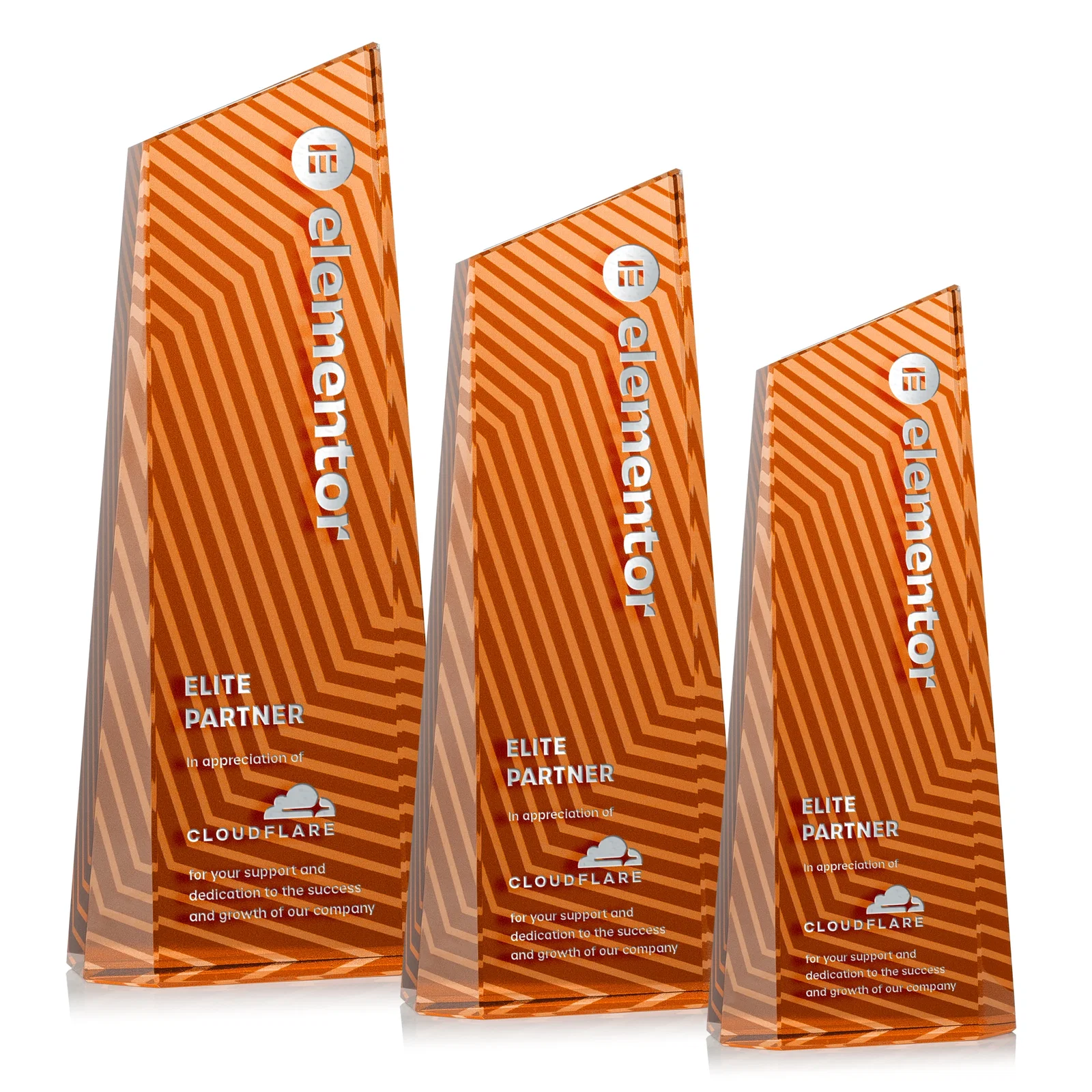 Personalized Optical Crystal Tower Award, Geometric Lines in Nine Bold Colors, awards for sales achievement awards