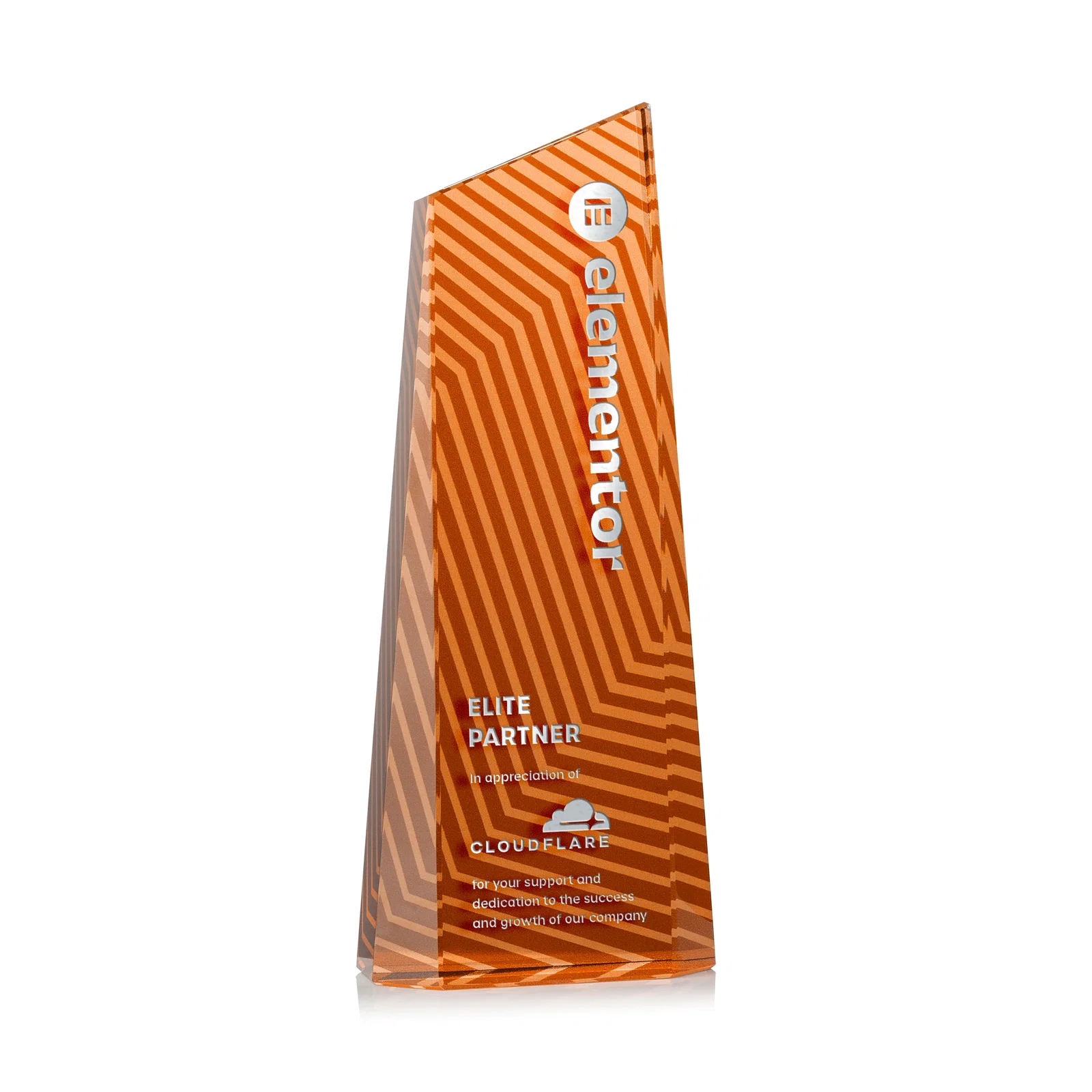Personalized Optical Crystal Tower Award, Geometric Lines in Nine Bold Colors, awards for retirement presentations