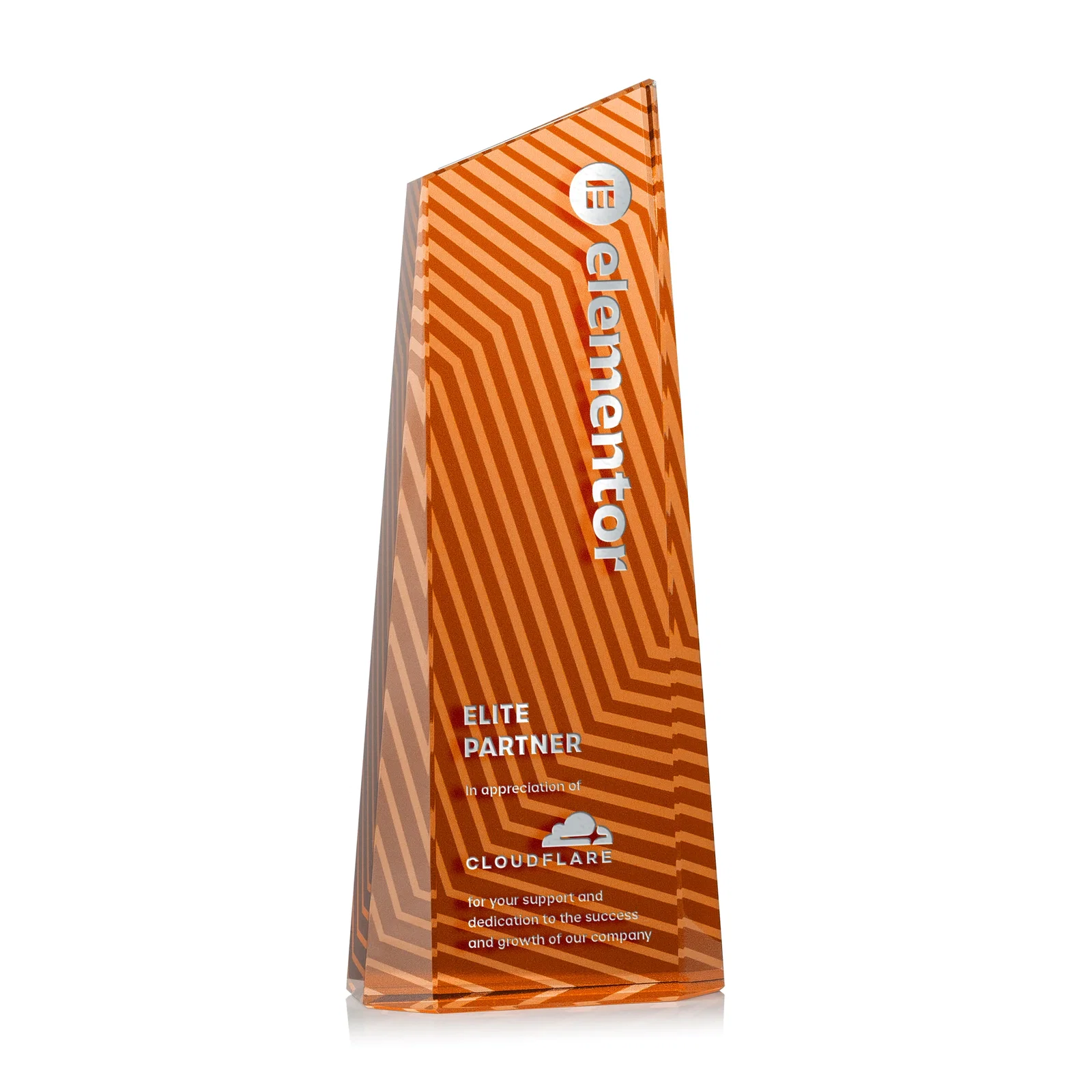 Personalized Optical Crystal Tower Award, Geometric Lines in Nine Bold Colors, awards for team milestone celebrations