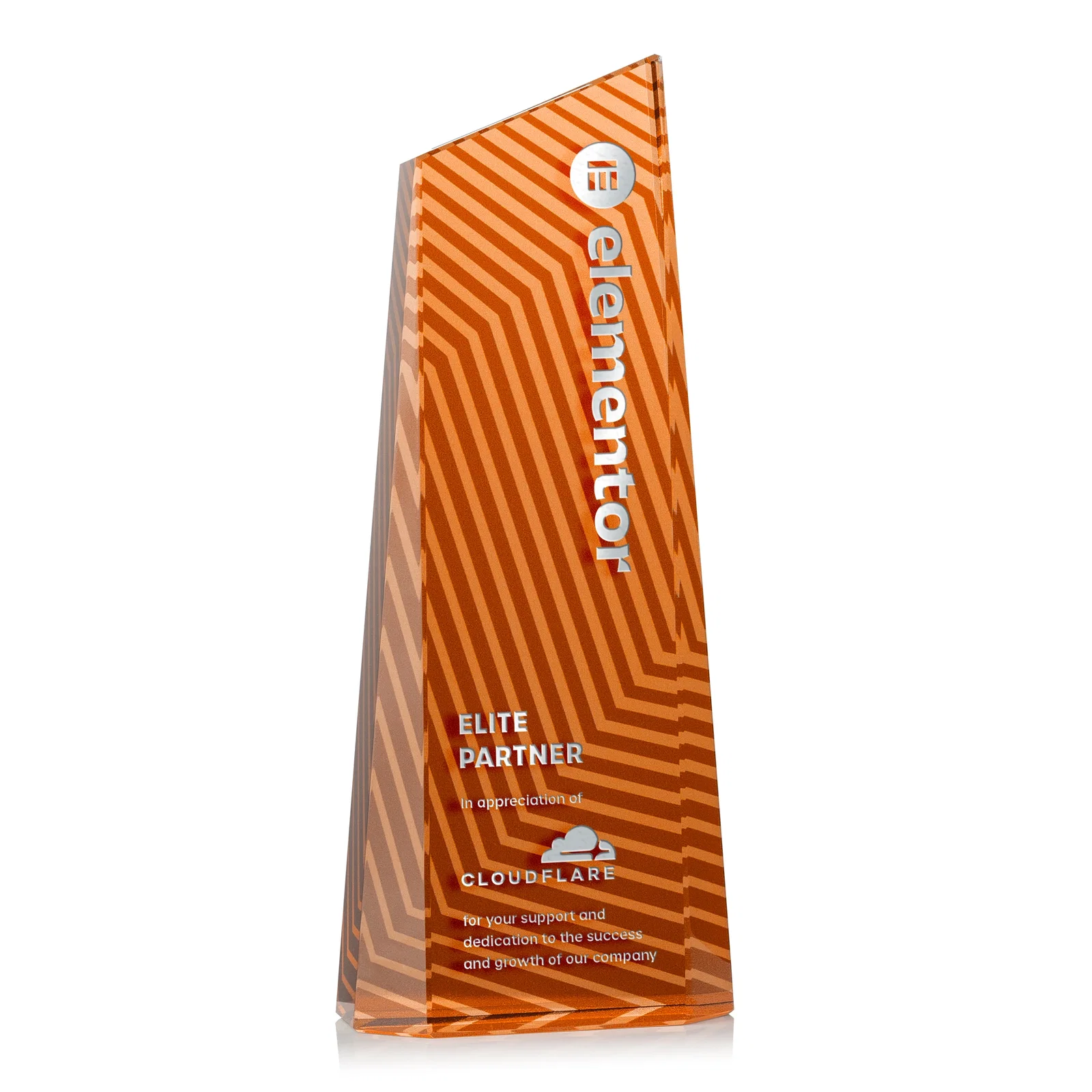 Personalized Optical Crystal Tower Award, Geometric Lines in Nine Bold Colors, awards for donor appreciation