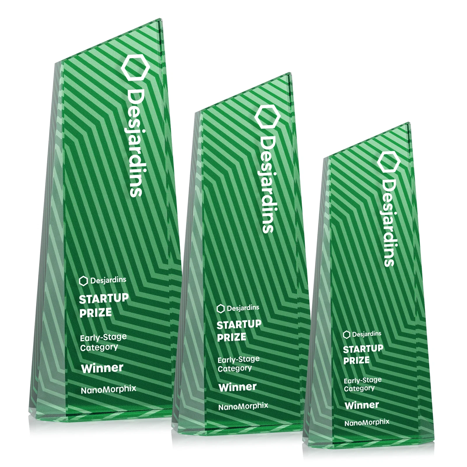 Personalized Optical Crystal Tower Award, Geometric Lines in Nine Bold Colors, awards for safety achievement programs