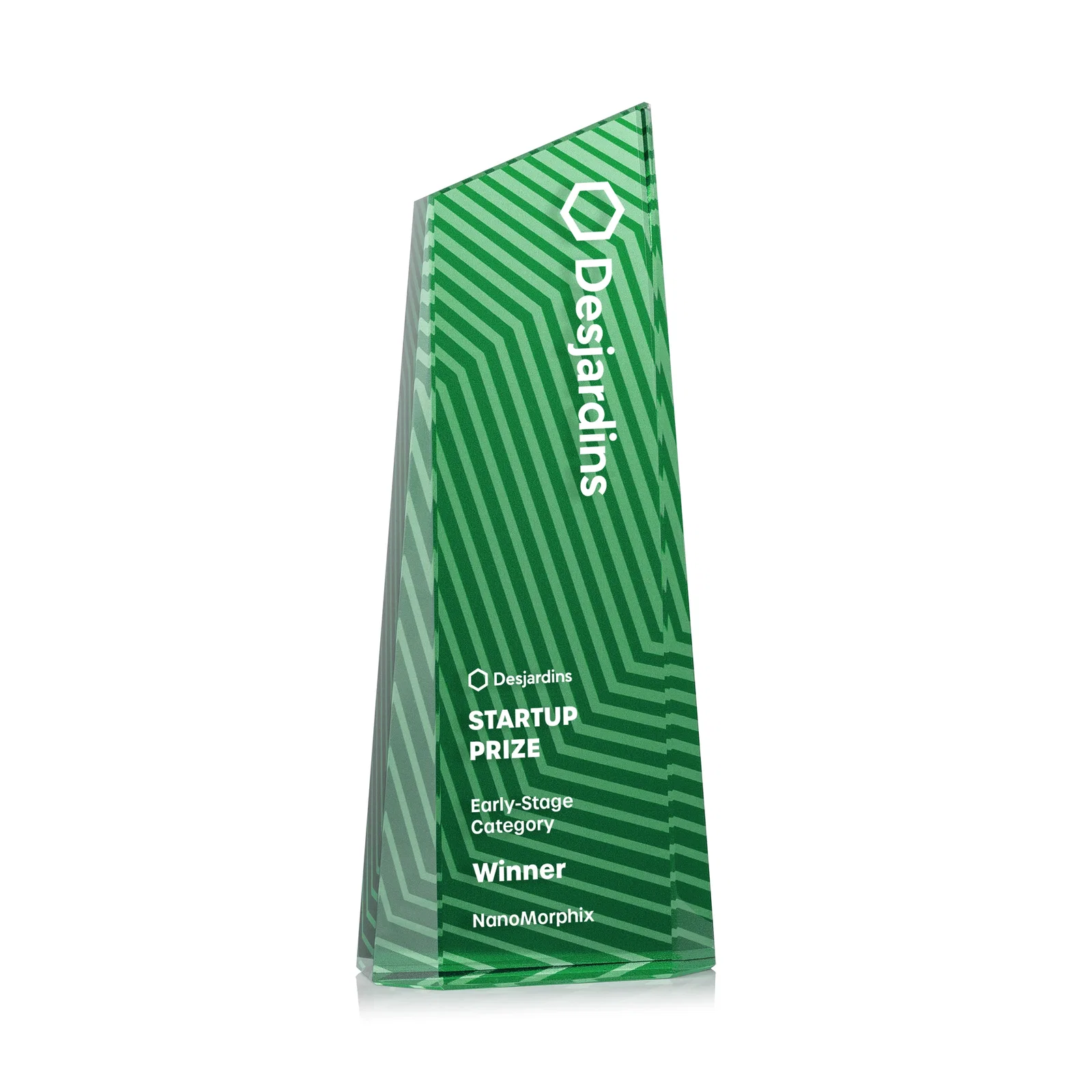 Personalized Optical Crystal Tower Award, Geometric Lines in Nine Bold Colors, awards for volunteer appreciation