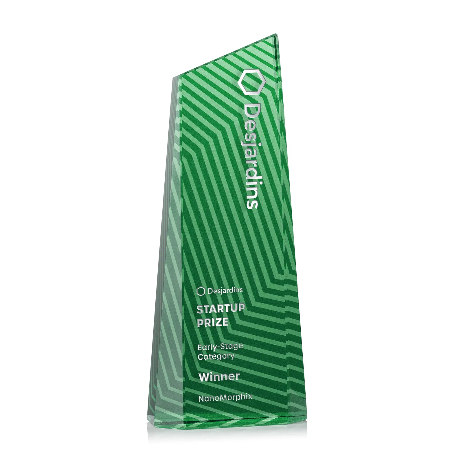 Custom Optical Crystal Tower Award, Geometric Lines in Nine Bold Colors, awards for service anniversary gifts