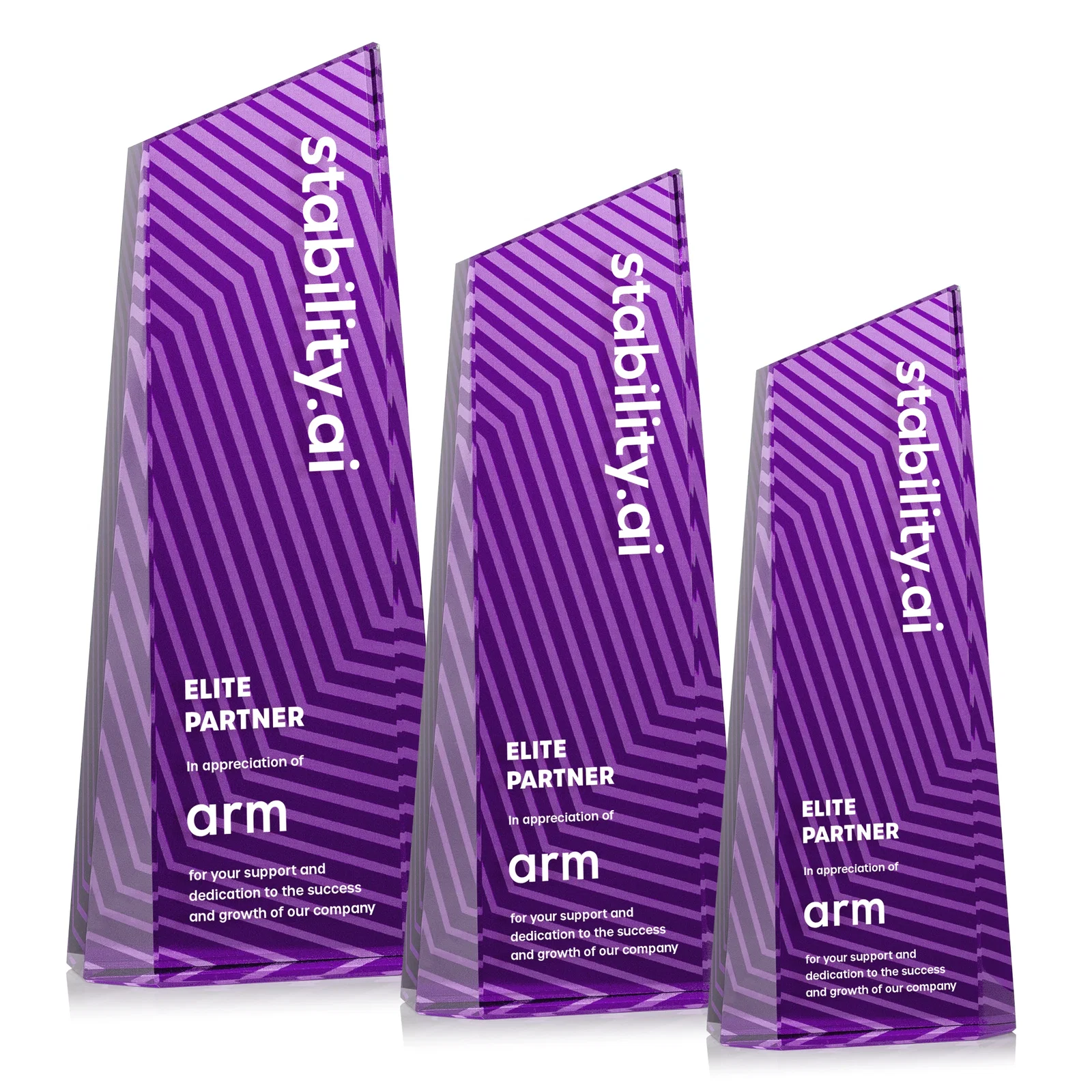 Promotional Optical Crystal Tower Award, Geometric Lines in Nine Bold Colors, awards for retirement presentations