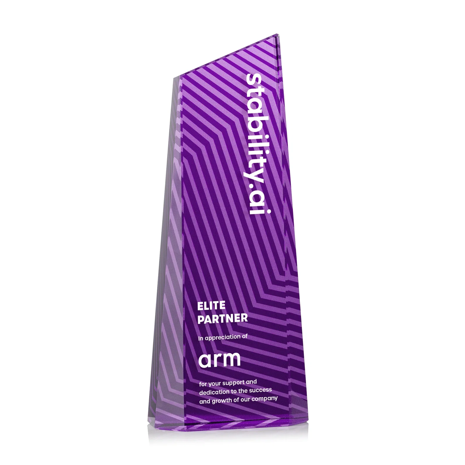 Promotional Optical Crystal Tower Award, Geometric Lines in Nine Bold Colors, awards for donor appreciation
