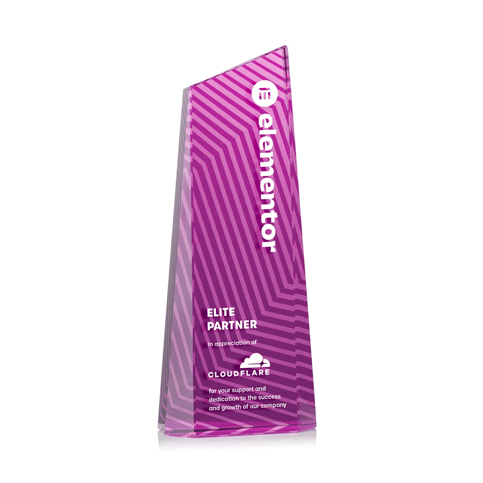 Promotional Optical Crystal Tower Award, Geometric Lines in Nine Bold Colors, awards for dealer and partner awards