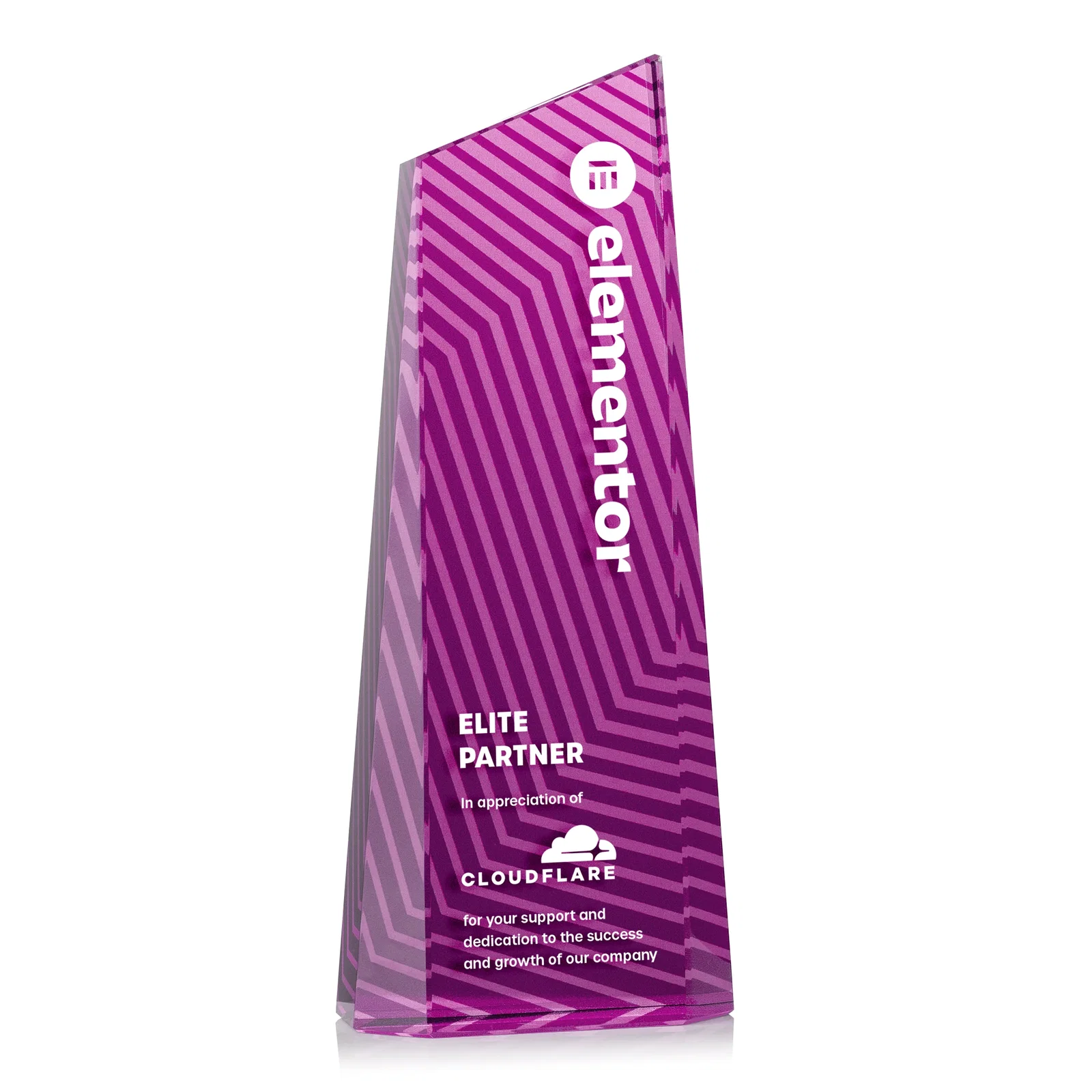 Branded Optical Crystal Tower Award, Geometric Lines in Nine Bold Colors, awards for employee recognition