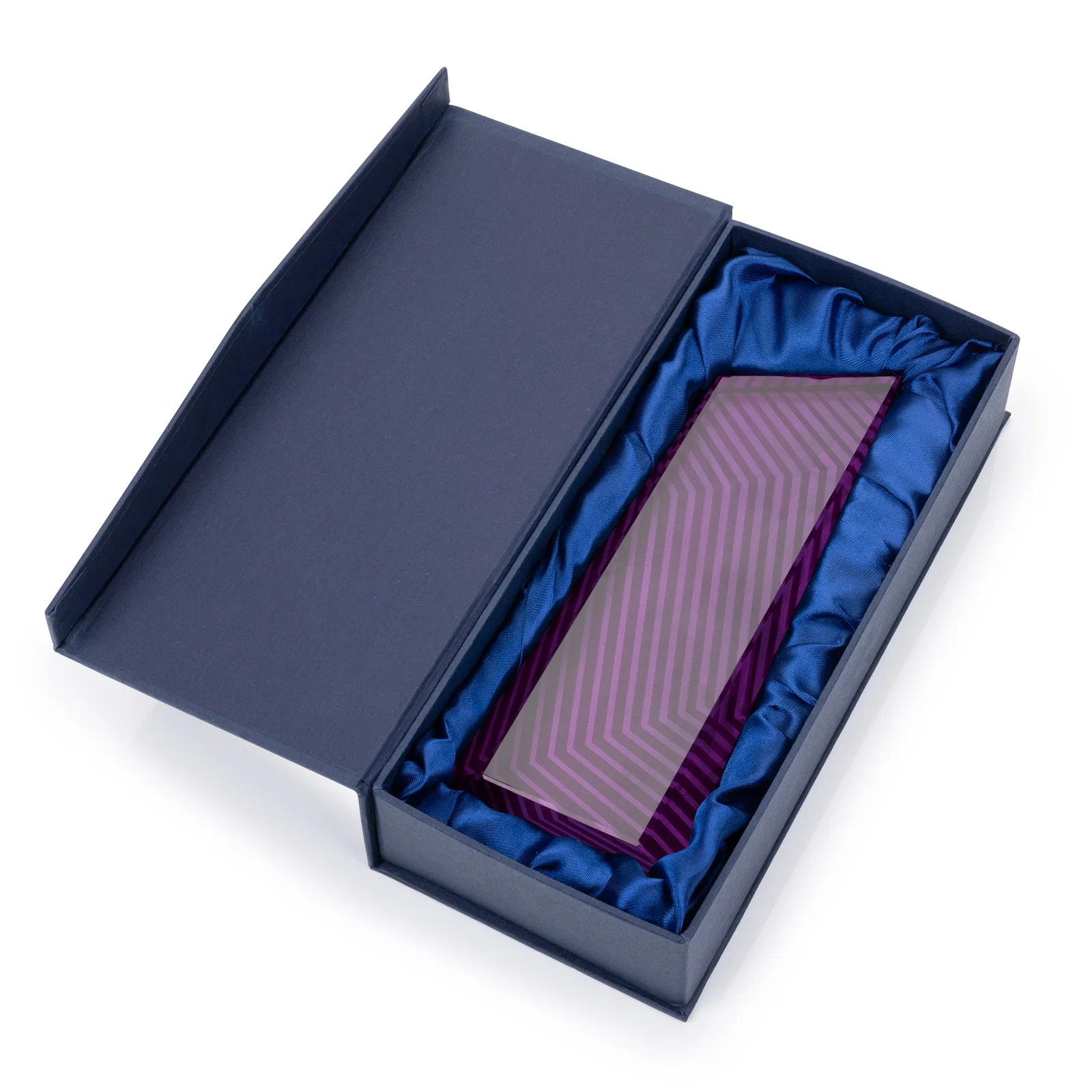 Branded Optical Crystal Tower Award, Geometric Lines in Nine Bold Colors, awards for corporate award ceremonies