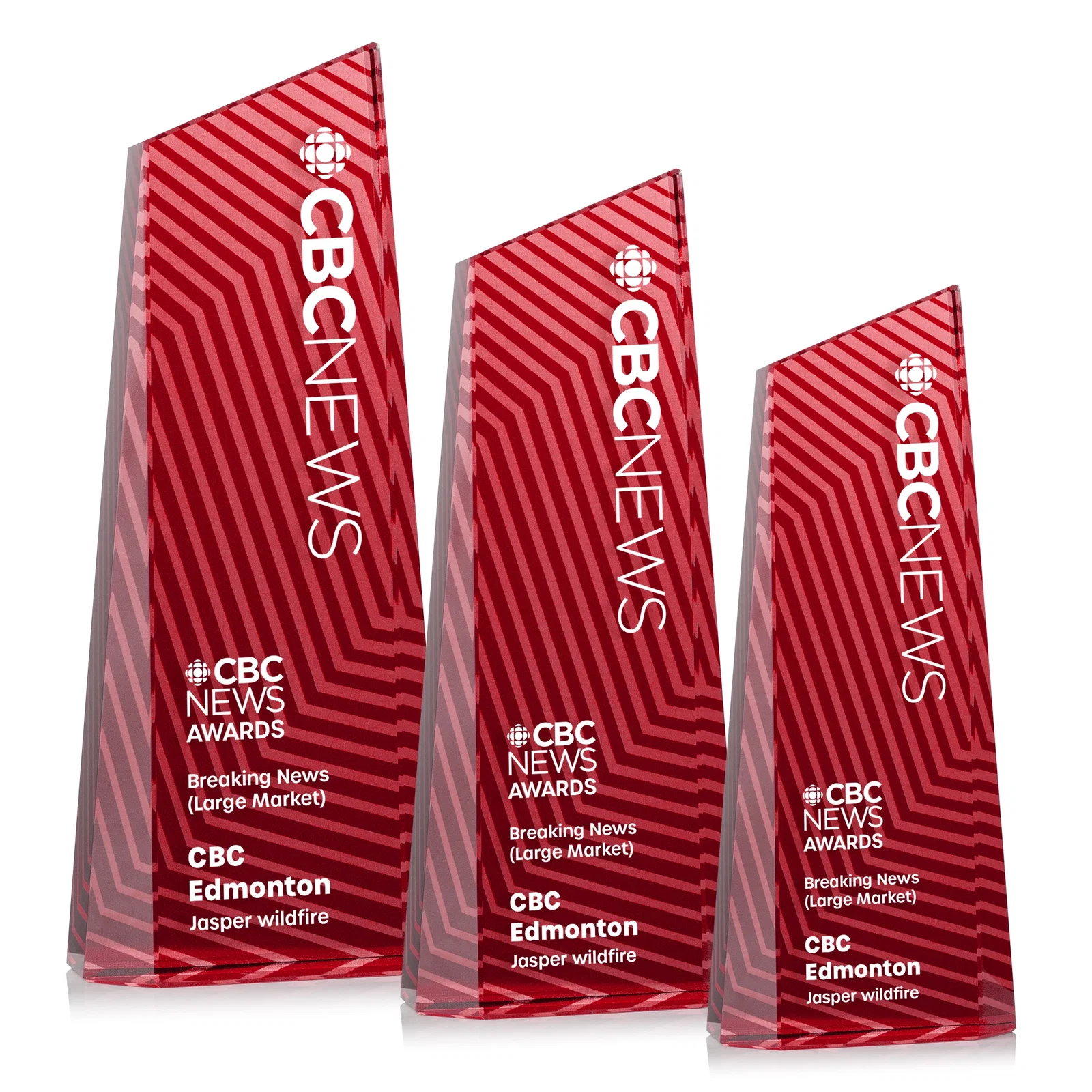 Branded Optical Crystal Tower Award, Geometric Lines in Nine Bold Colors, awards for service anniversary gifts