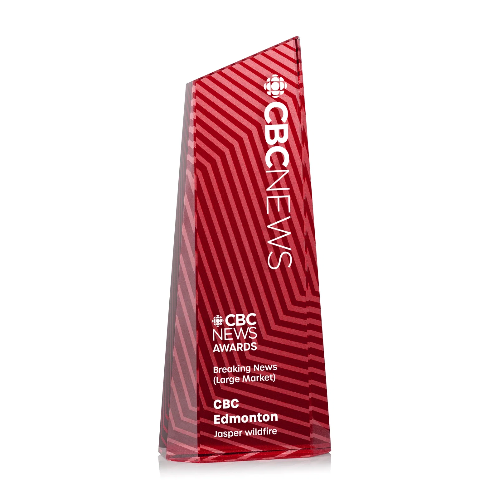 Branded Optical Crystal Tower Award, Geometric Lines in Nine Bold Colors, awards for retirement presentations