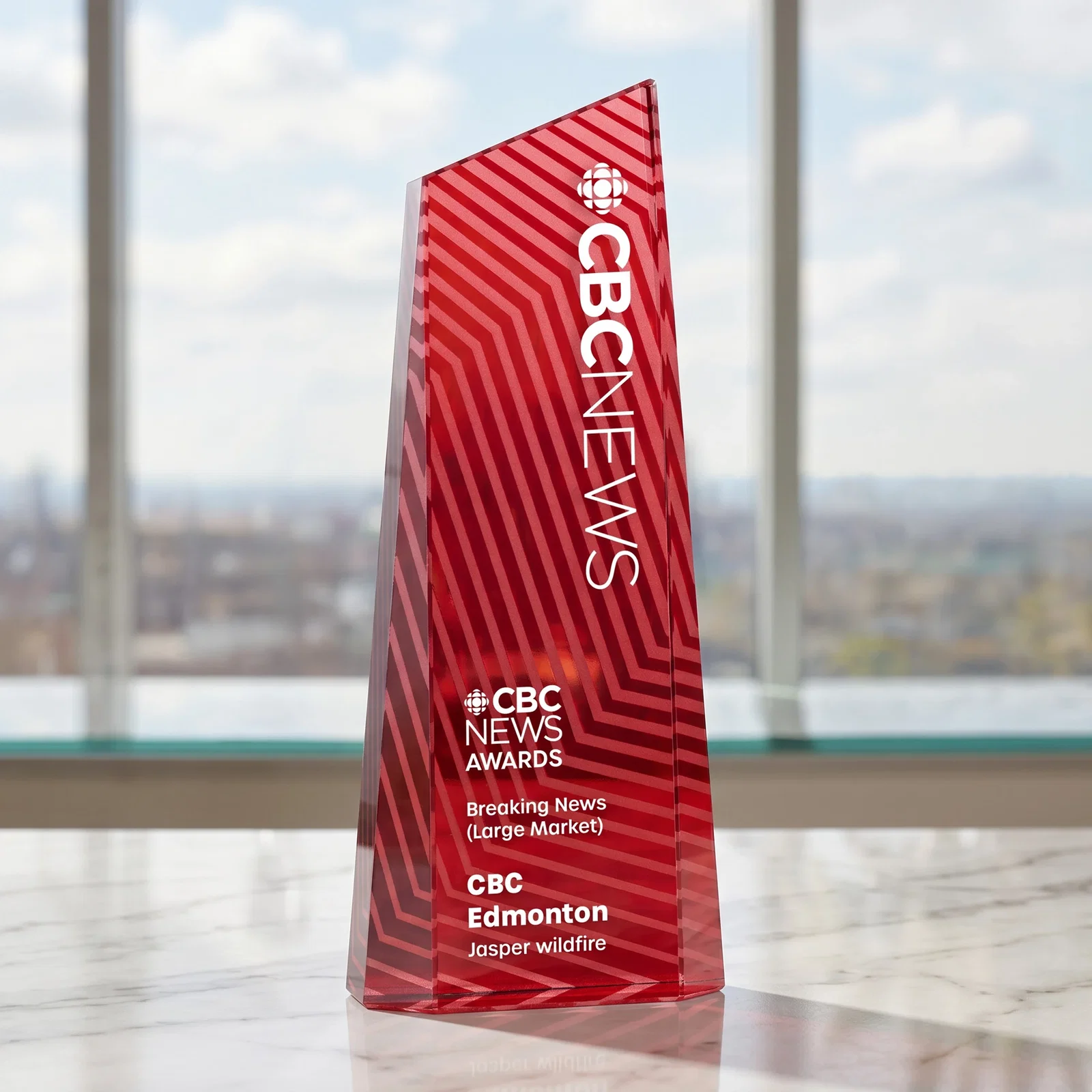 Branded Optical Crystal Tower Award, Geometric Lines in Nine Bold Colors, awards for graduation ceremonies