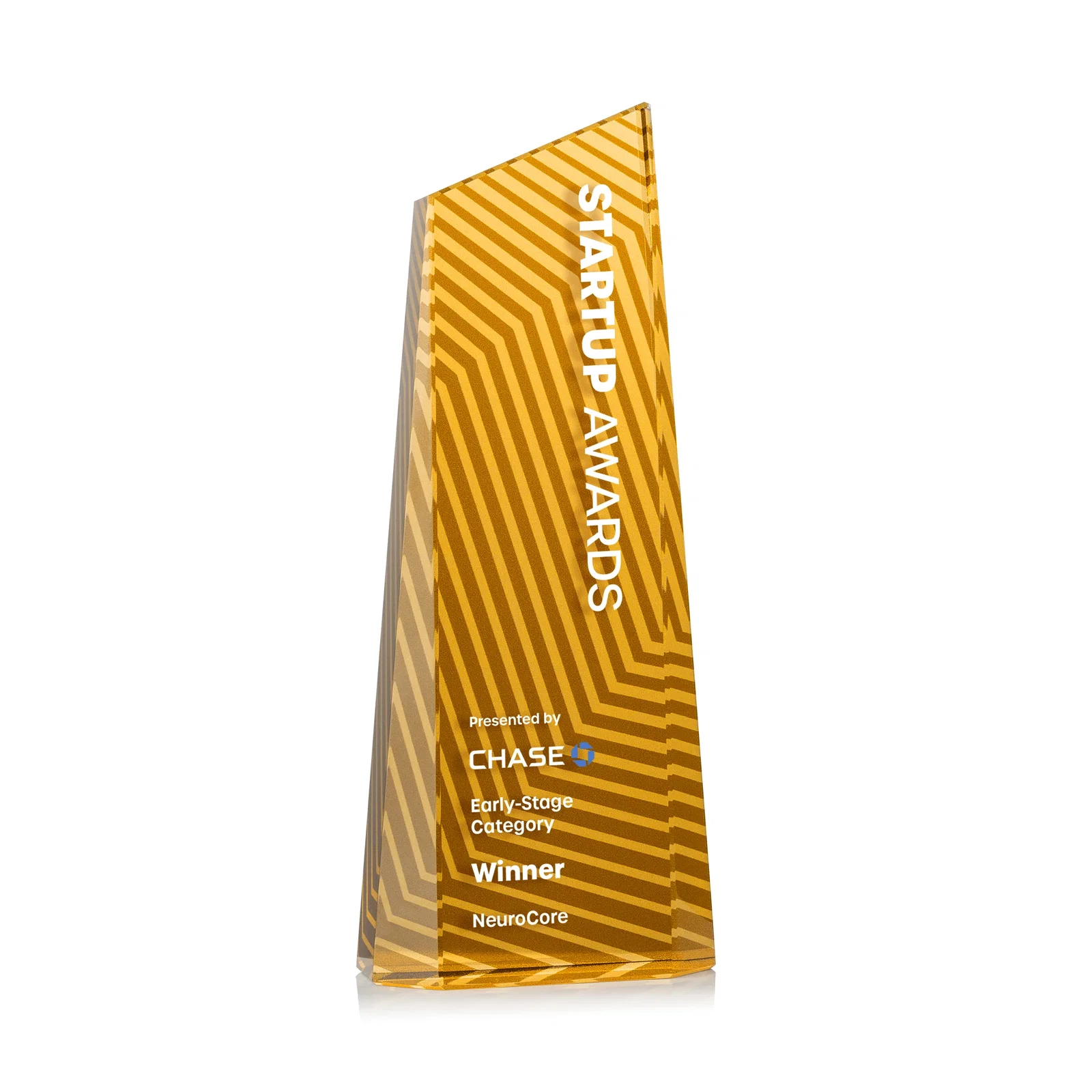 Branded Optical Crystal Tower Award, Geometric Lines in Nine Bold Colors, awards for volunteer appreciation
