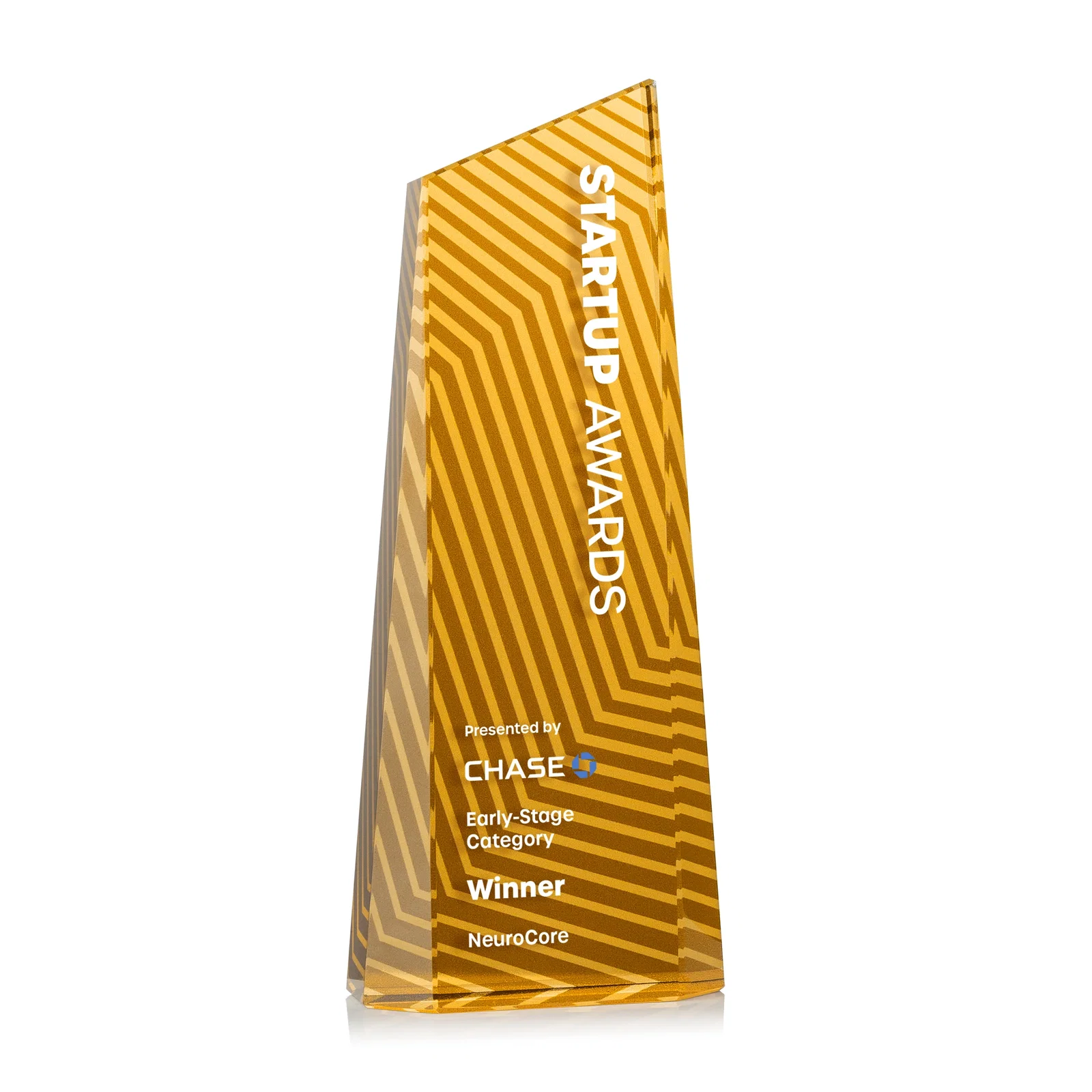 Branded Optical Crystal Tower Award, Geometric Lines in Nine Bold Colors, awards for dealer and partner awards