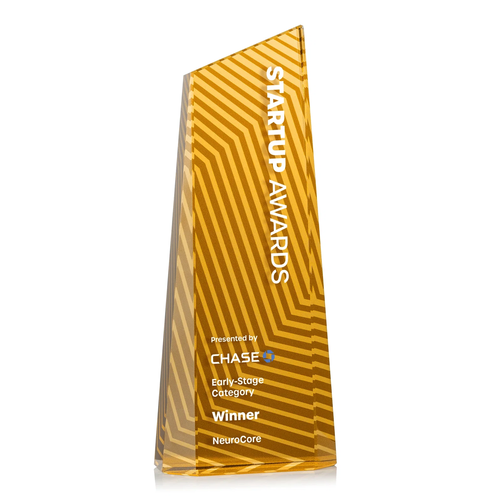 Branded Optical Crystal Tower Award, Geometric Lines in Nine Bold Colors, awards for company anniversary events