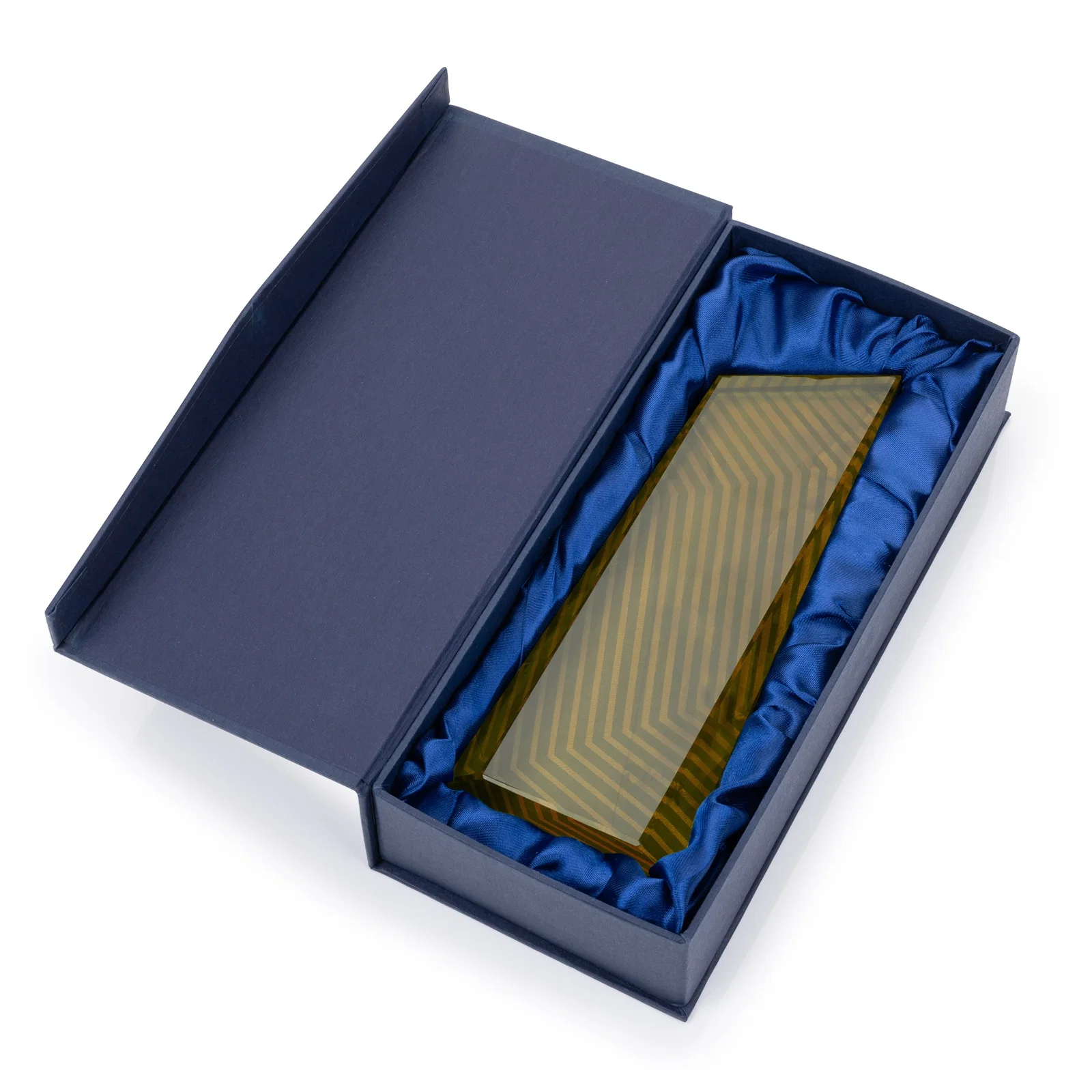 Custom printed Optical Crystal Tower Award, Geometric Lines in Nine Bold Colors, awards for employee recognition
