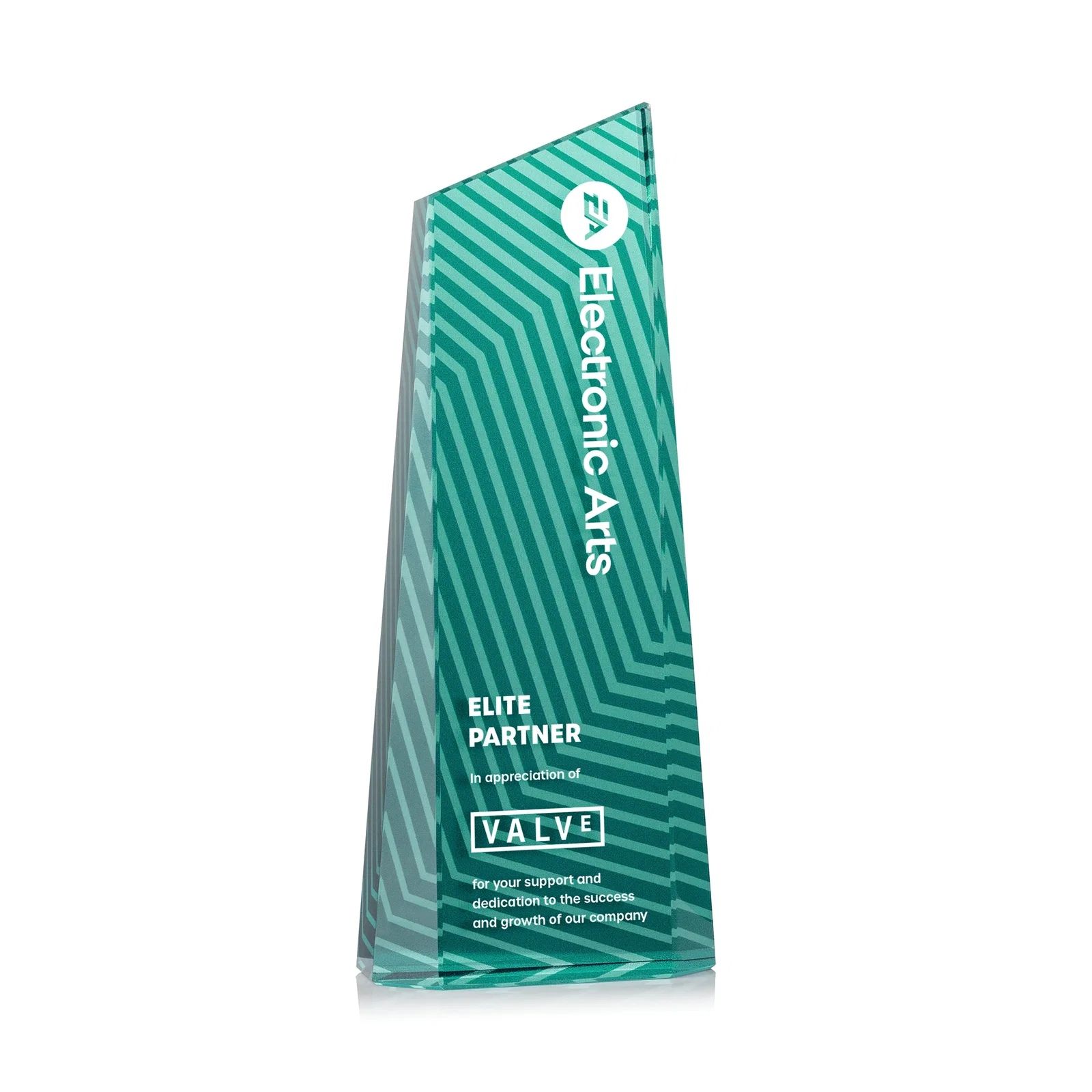 Custom printed Optical Crystal Tower Award, Geometric Lines in Nine Bold Colors, awards for service anniversary gifts