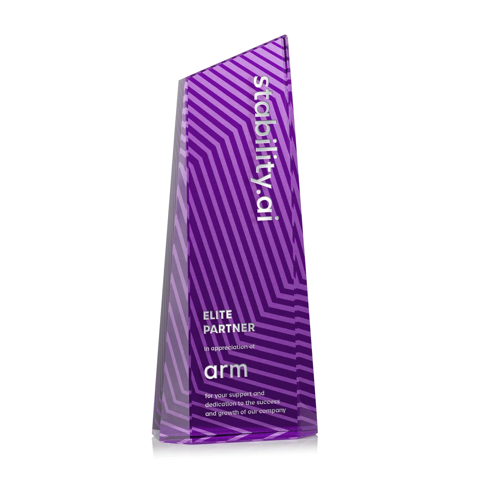 Custom printed Optical Crystal Tower Award, Geometric Lines in Nine Bold Colors, awards for volunteer appreciation