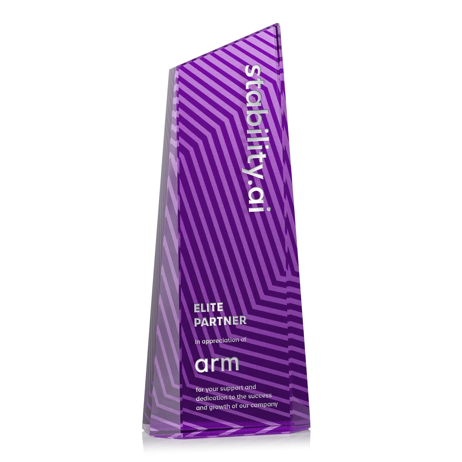 Custom printed Optical Crystal Tower Award, Geometric Lines in Nine Bold Colors, awards for dealer and partner awards