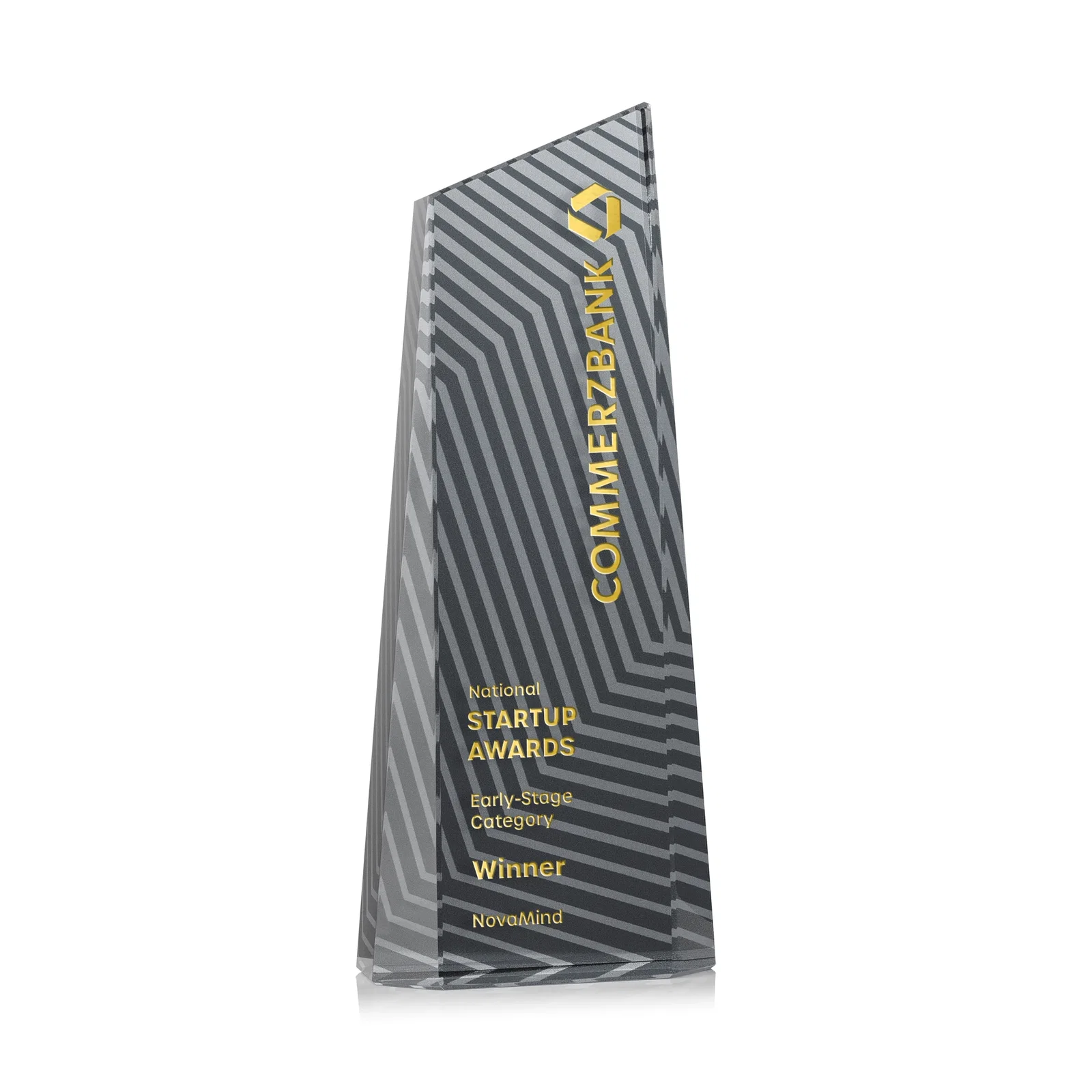 Custom Optical Crystal Tower Award, Geometric Lines in Nine Bold Colors, awards for donor appreciation