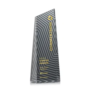 Optical Crystal Tower Award, Geometric Lines in Nine Bold Colors