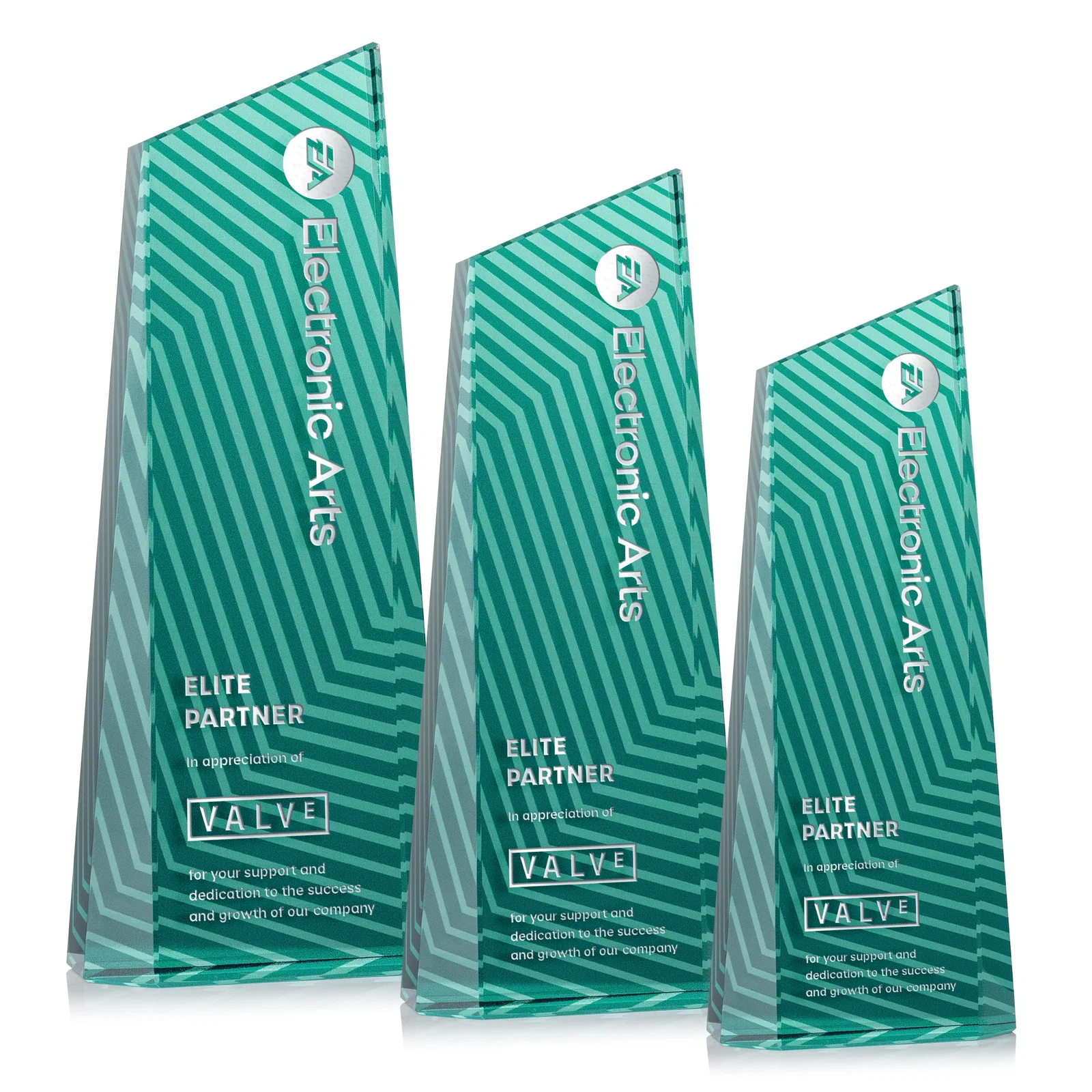 Customized Optical Crystal Tower Award, Geometric Lines in Nine Bold Colors, awards for graduation ceremonies