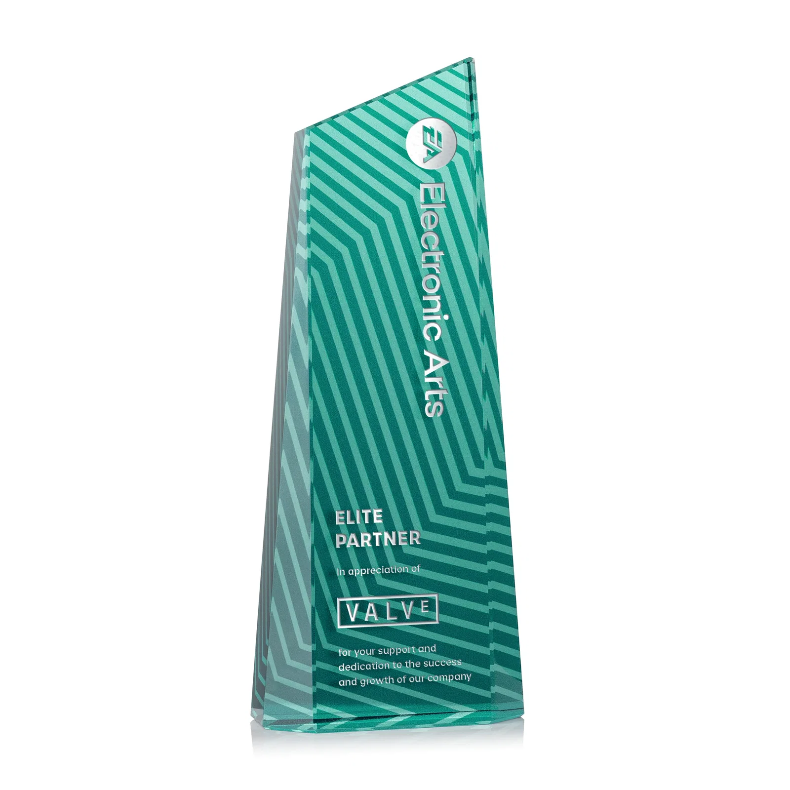Customized Optical Crystal Tower Award, Geometric Lines in Nine Bold Colors, awards for volunteer appreciation