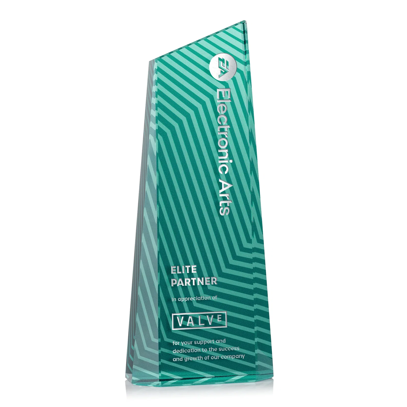 Customized Optical Crystal Tower Award, Geometric Lines in Nine Bold Colors, awards for dealer and partner awards