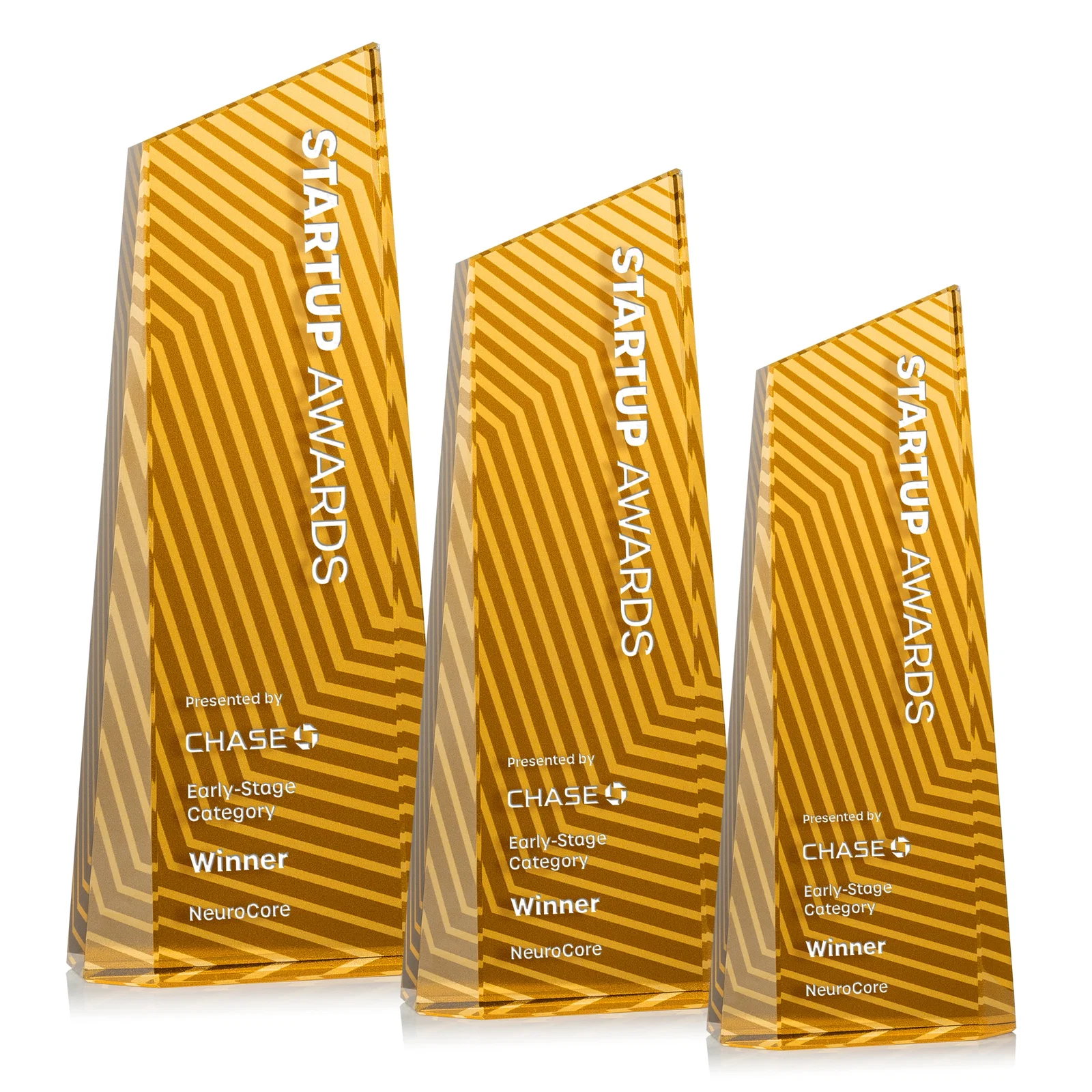 Customized Optical Crystal Tower Award, Geometric Lines in Nine Bold Colors, awards for company anniversary events